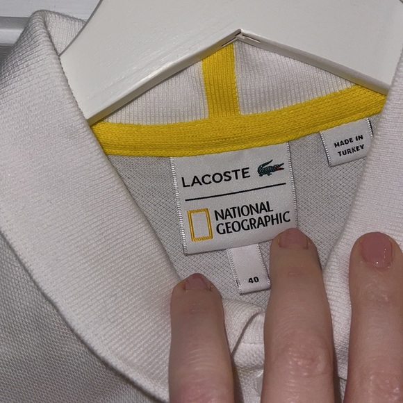 Lacoste National Geographic white polo with leopard print logo. Size 40 - Picture 3 of 5